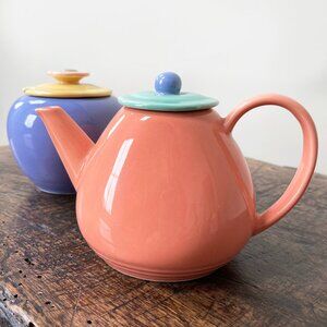 LINDT STYMEIST "Colorways" Teapot and Sugar Bowl. 1980s Memphis Post Modern